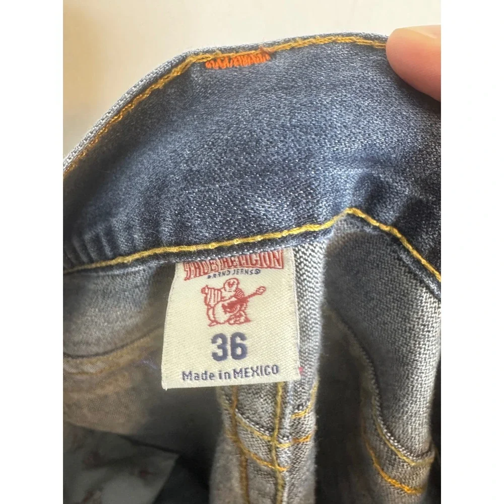 True‎ Religion Skinny Flap OM Mens Jeans 36X34 SN Body Rinse Blue Denim